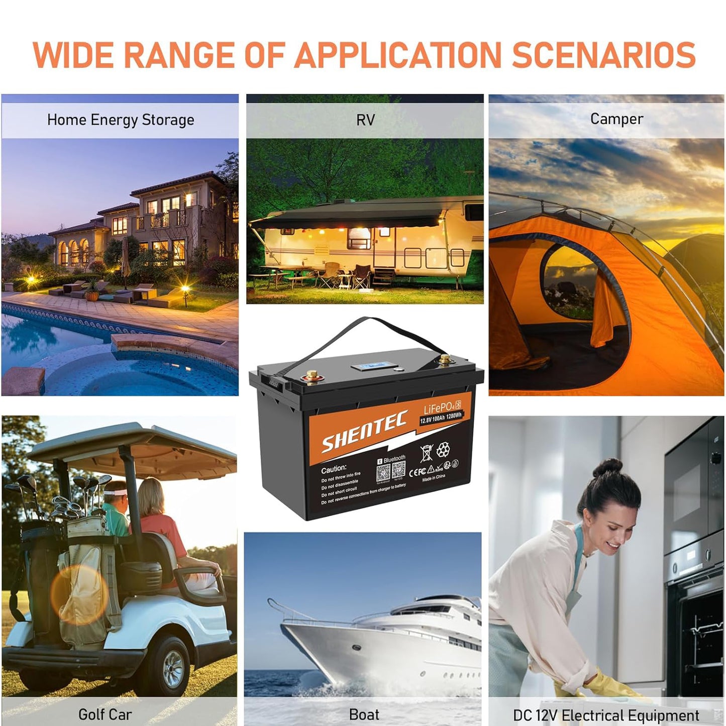 SHENTEC LiFePO4 12V 100Ah Batería recargable de litio