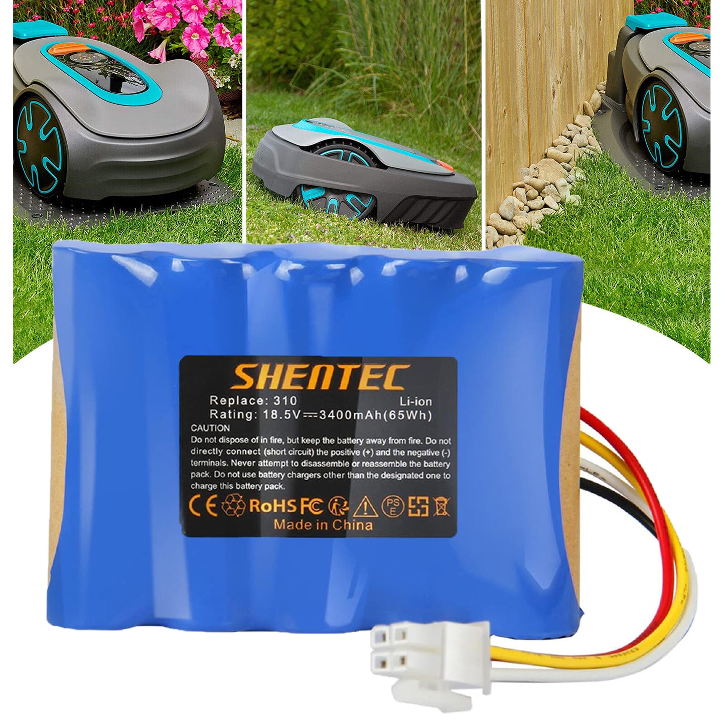 SHENTEC Batería Li-ion 18.5V 3.4Ah para Husqvarna 584 85 28-01 Gardena Sileno R100Li R130L