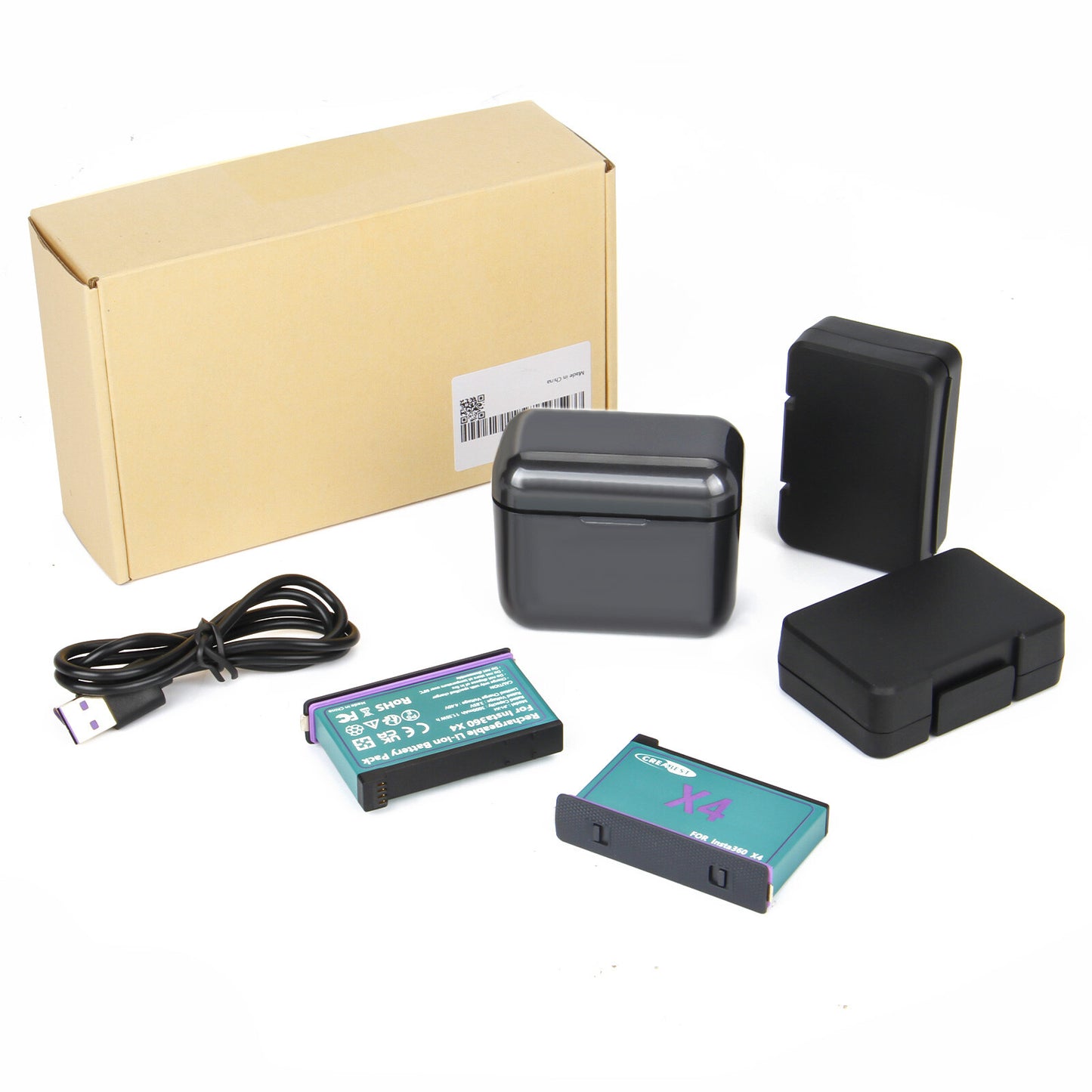 2x batería de repuesto JH-X4 de 3.0Ah 3.85V + cargador Power Box para cámara de acción Insta360 X4