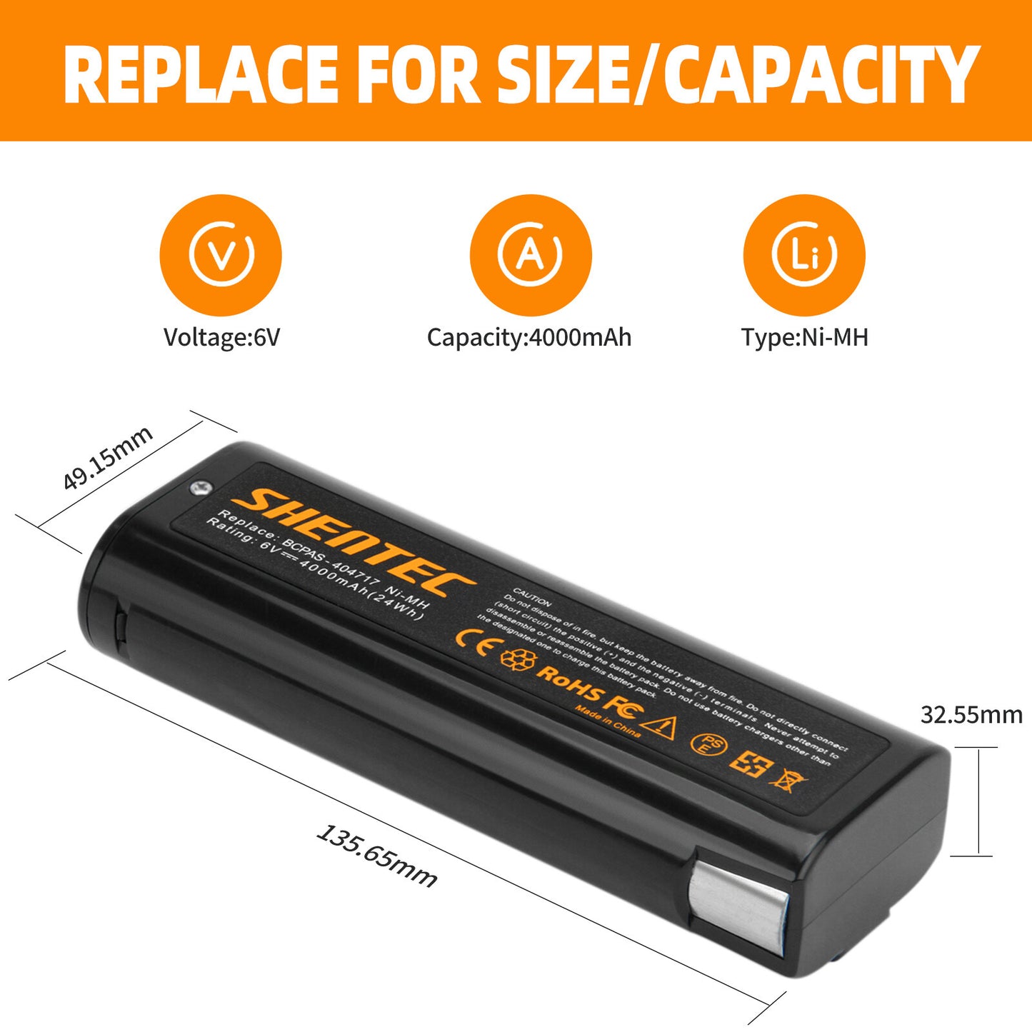 SHENTEC 2x 4AH Batería 6V para Paslode 404717 B20544E 900600 IM250 IM350 IM65 IM50