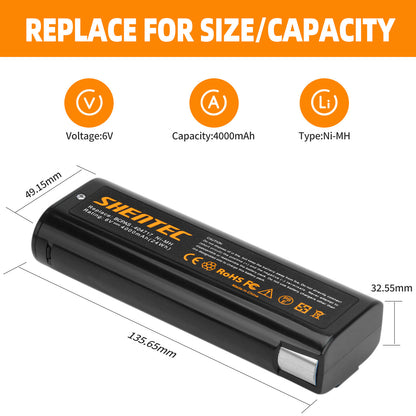SHENTEC 2x 4AH Batería 6V para Paslode 404717 B20544E 900600 IM250 IM350 IM65 IM50