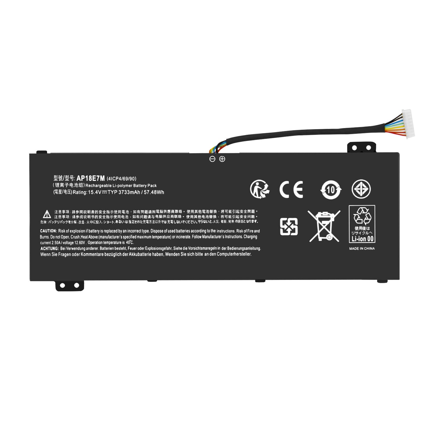 Batería de Repuesto 57Wh 15.4V AP18E8M E7M 4ICP4/70/88 para Acer Nitro 7 AN715-51 AN515-52