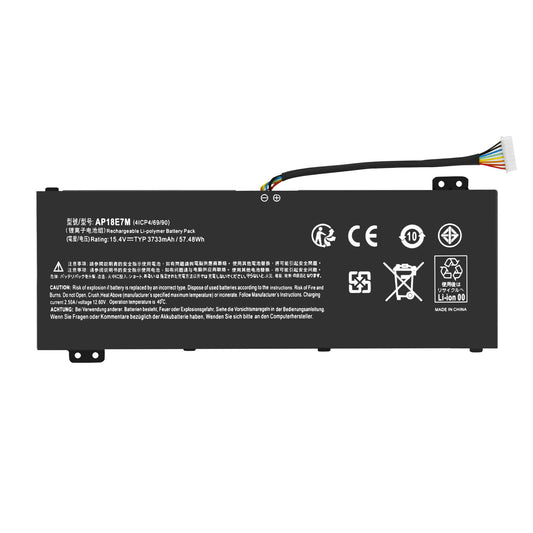 Batería de Repuesto 57Wh 15.4V AP18E8M E7M 4ICP4/70/88 para Acer Nitro 7 AN715-51 AN515-52