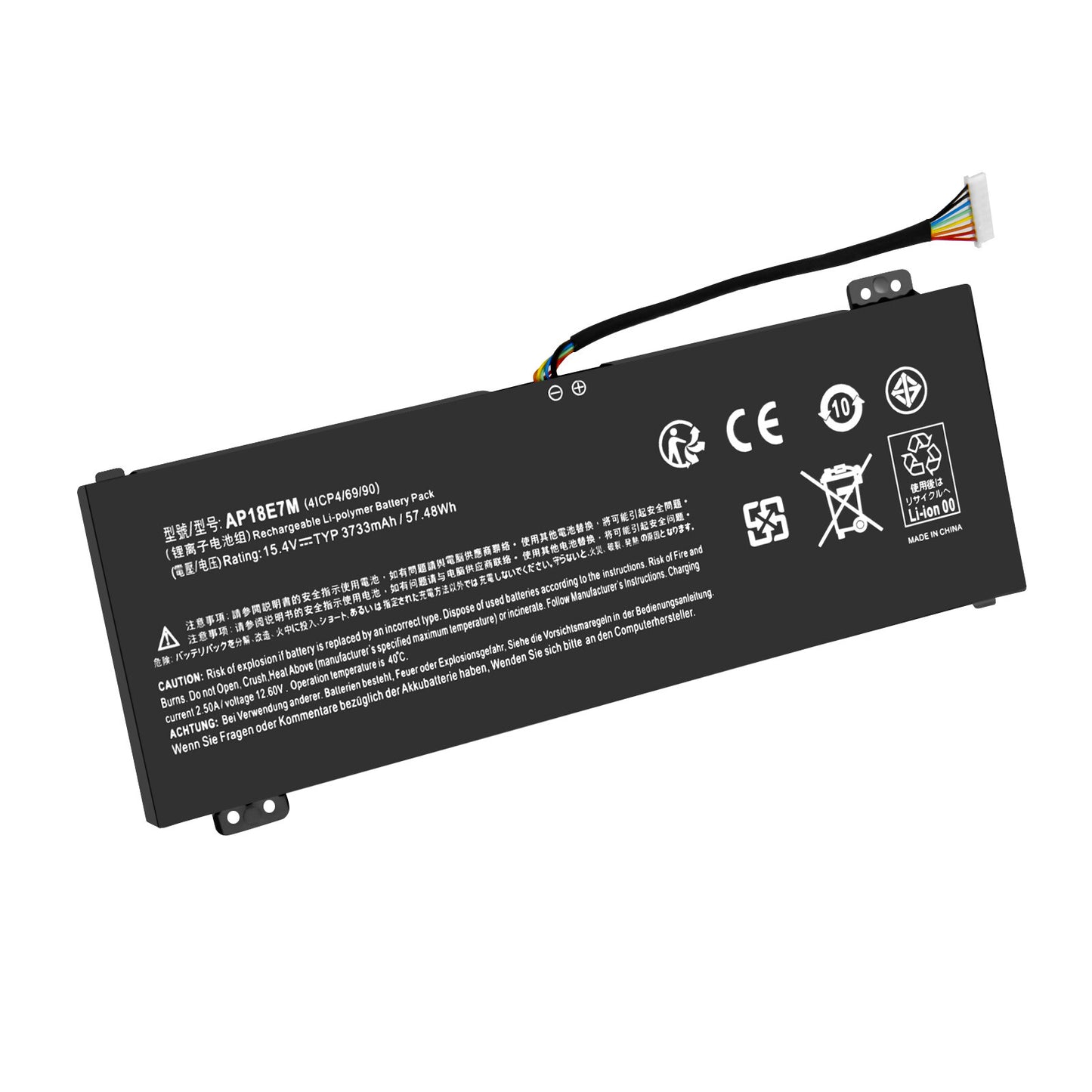 Batería de Repuesto 57Wh 15.4V AP18E8M E7M 4ICP4/70/88 para Acer Nitro 7 AN715-51 AN515-52