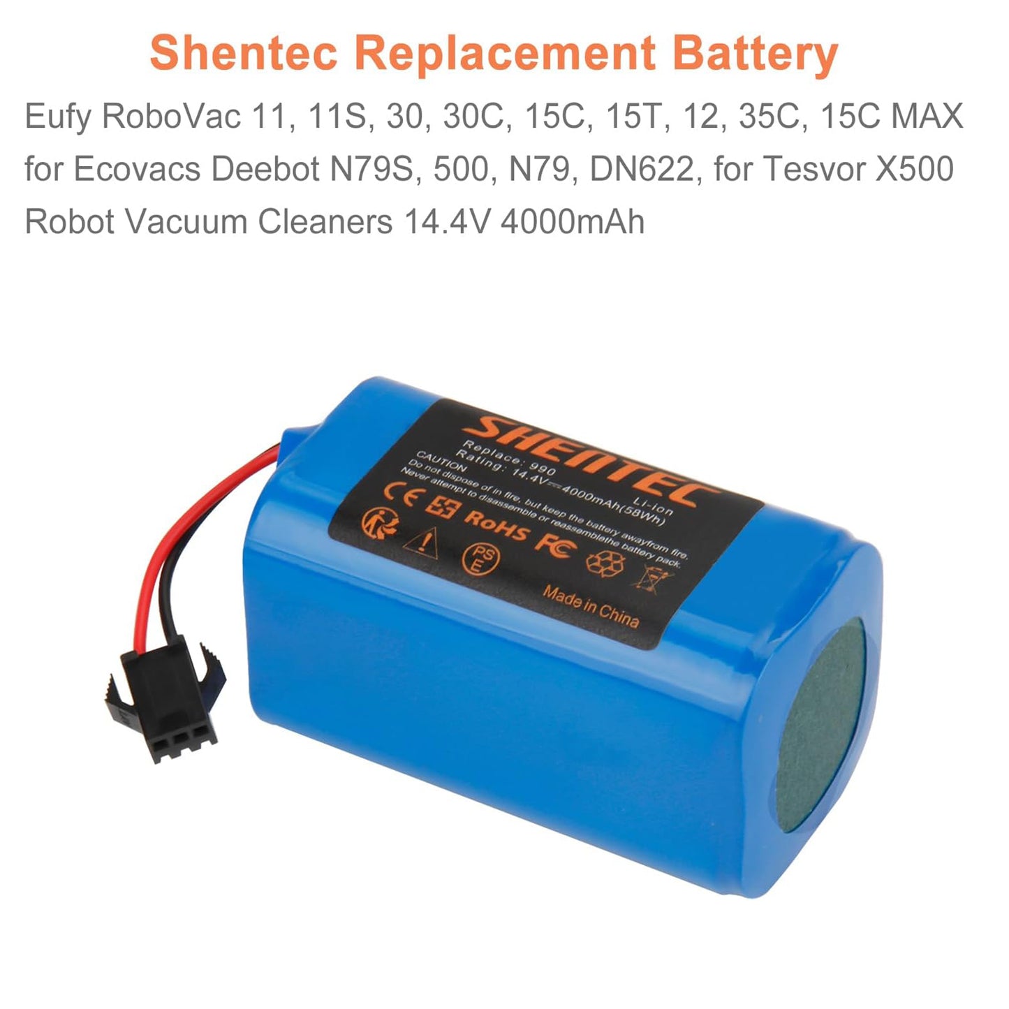 SHENTEC Batería de repuesto 14.4V 4000mAh para Eufy RoboVac