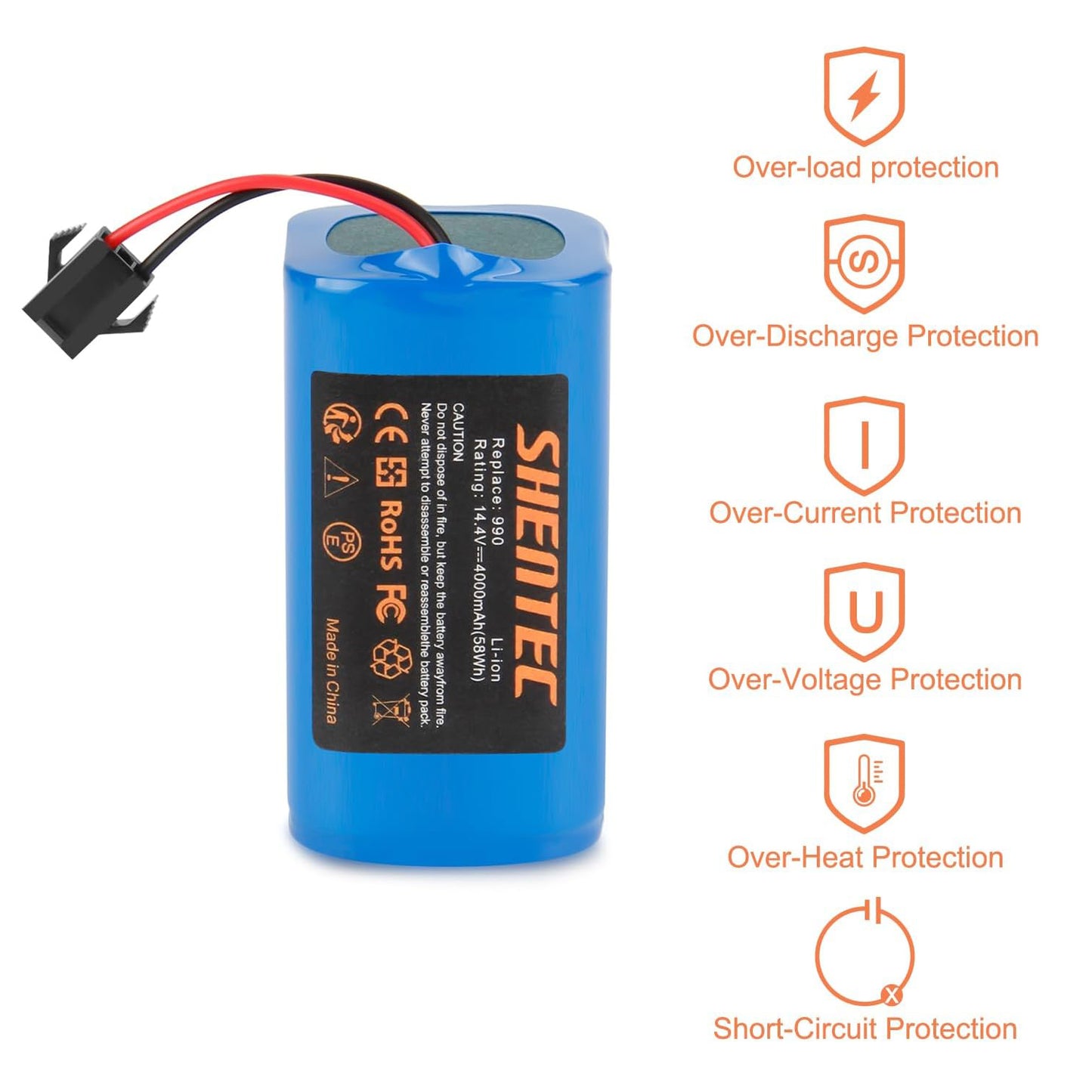 SHENTEC Batería de repuesto 14.4V 4000mAh para Eufy RoboVac