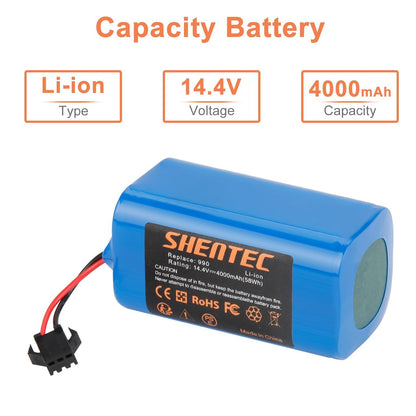 SHENTEC Batería de repuesto 14.4V 4000mAh para Eufy RoboVac