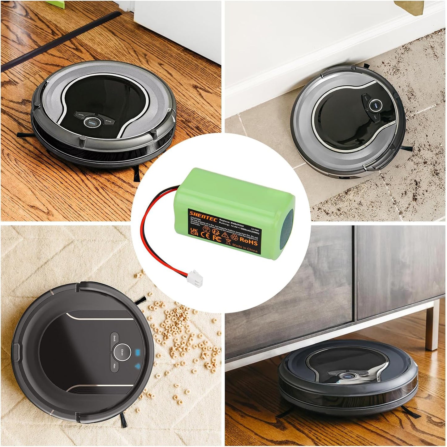 SHENTEC Batería 3500mAh RVBAT850 de reemplazo para aspiradoras robot Shark Ion