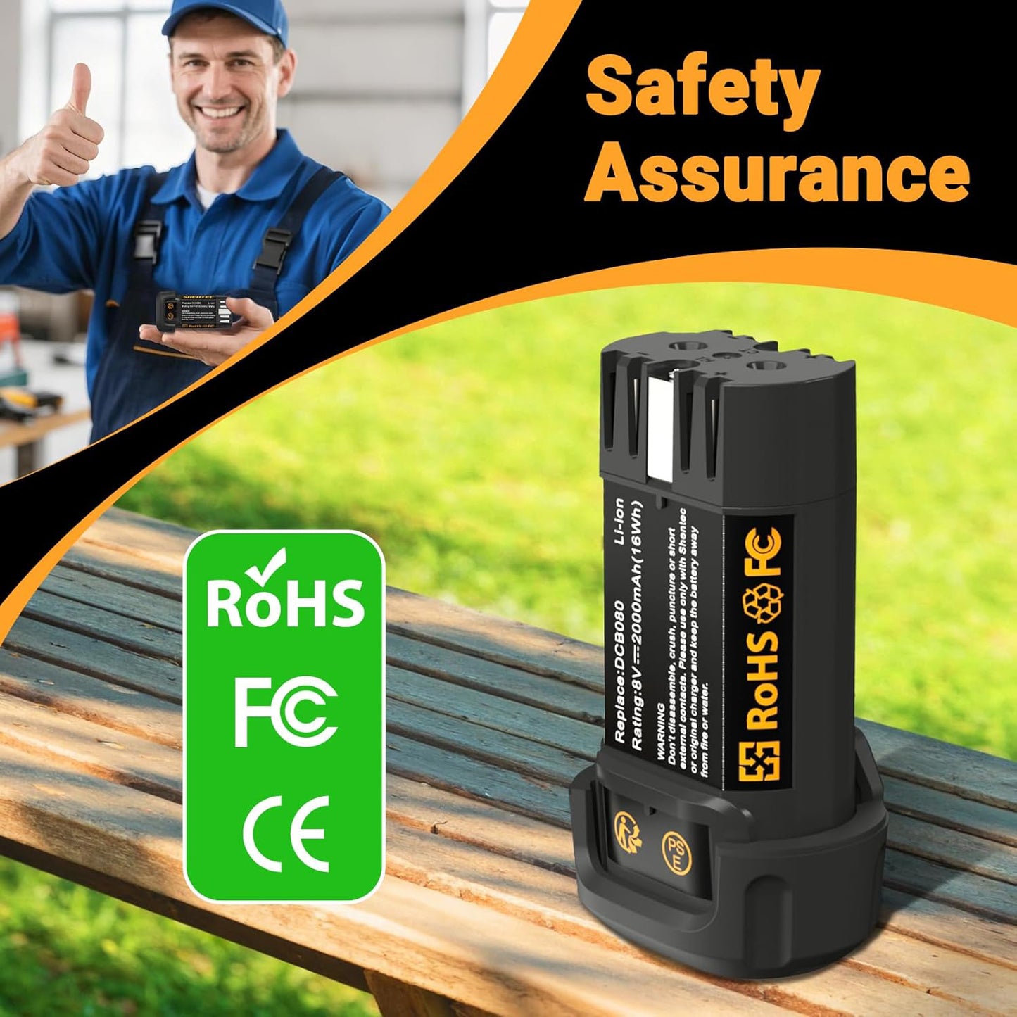 SHENTEC Batería de reemplazo 2000mAh 8V compatible con DEWALT