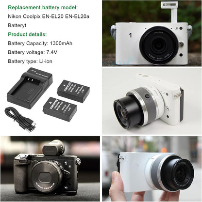 Cargador USB con pantalla LCD para batería SHENTEC EN-EL20 / EN-EL20a para Nikon Coolpix