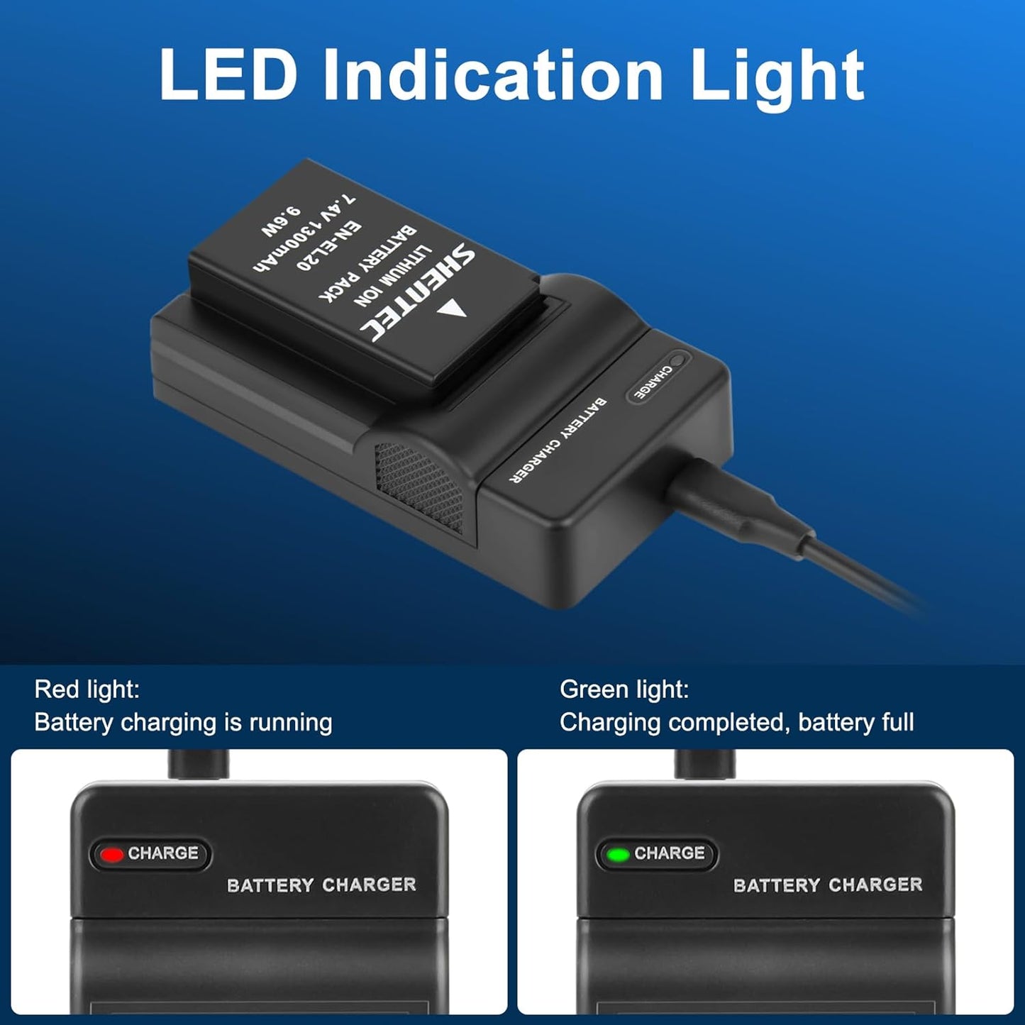 Cargador USB con pantalla LCD para batería SHENTEC EN-EL20 / EN-EL20a para Nikon Coolpix