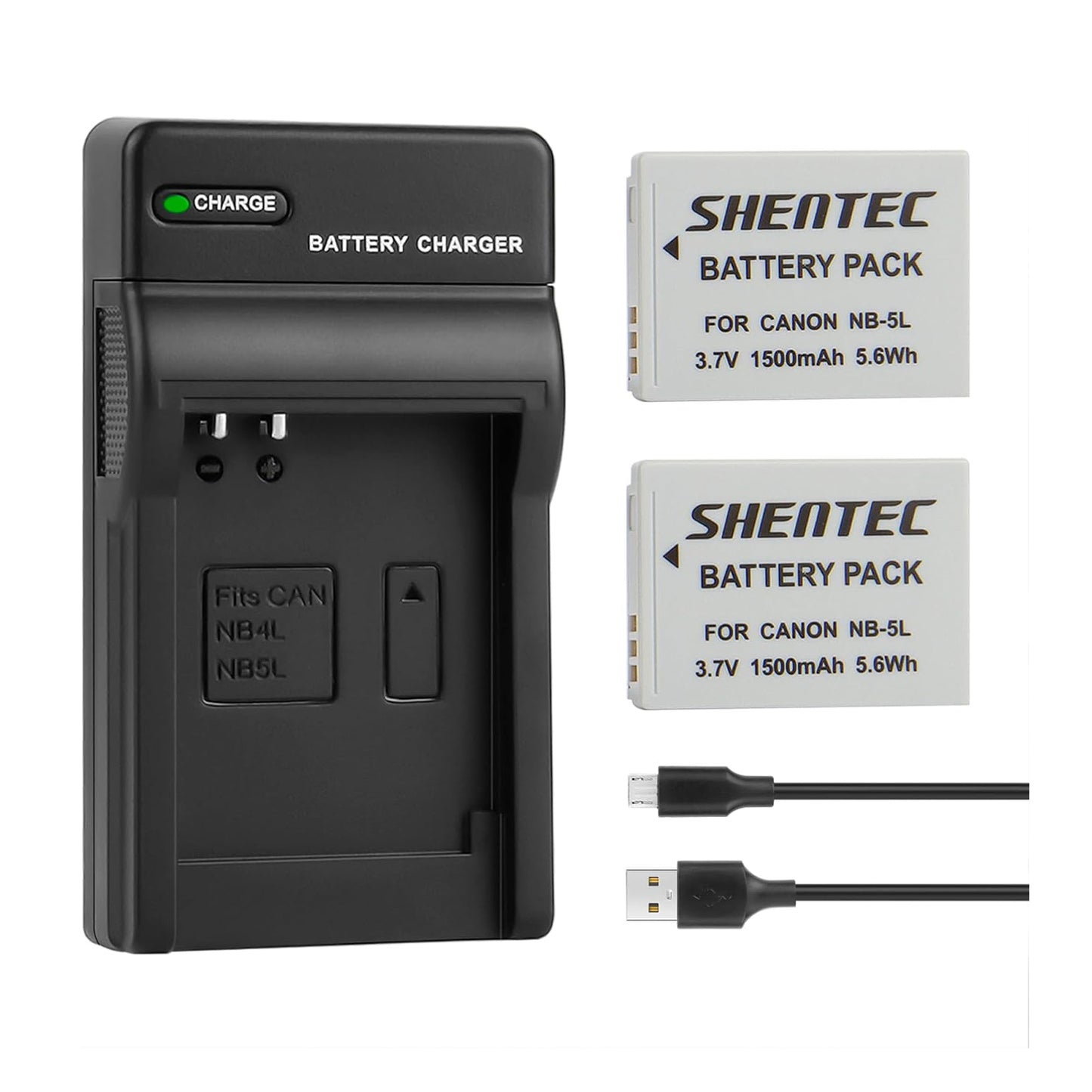 SHENTEC 2X batería NB-5L + cargador para Canon PowerShot SD790 SD800 SD700 IS NB5L NB-5LH