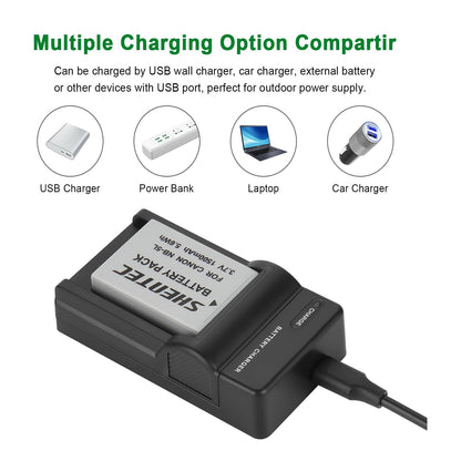 SHENTEC 2X batería NB-5L + cargador para Canon PowerShot SD790 SD800 SD700 IS NB5L NB-5LH