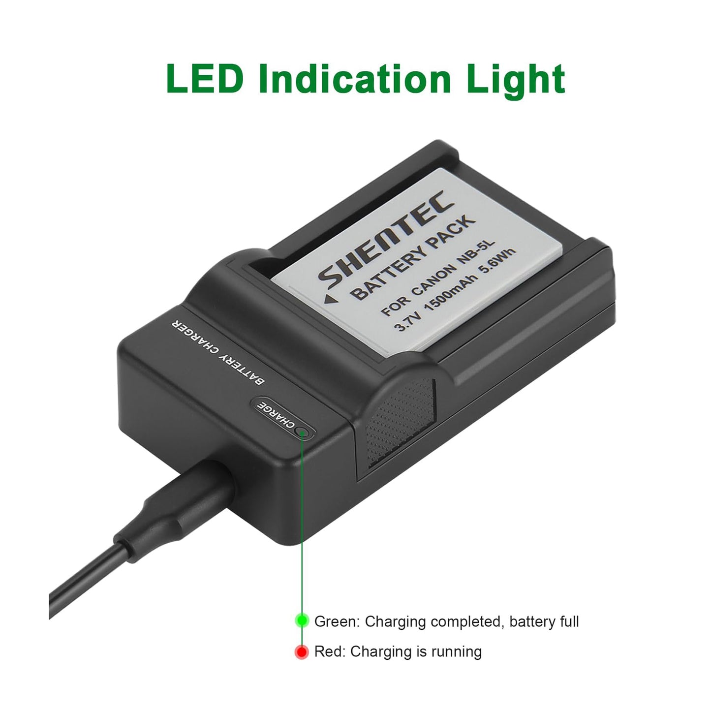 SHENTEC 2X batería NB-5L + cargador para Canon PowerShot SD790 SD800 SD700 IS NB5L NB-5LH