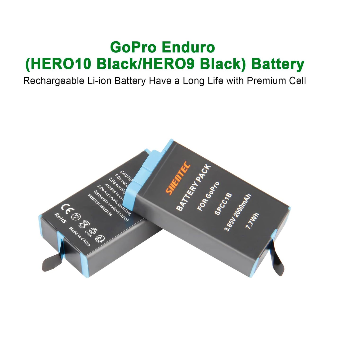 SHENTEC 3.85 V, 2000 mAh Li-Ion para batería GoPro Enduro