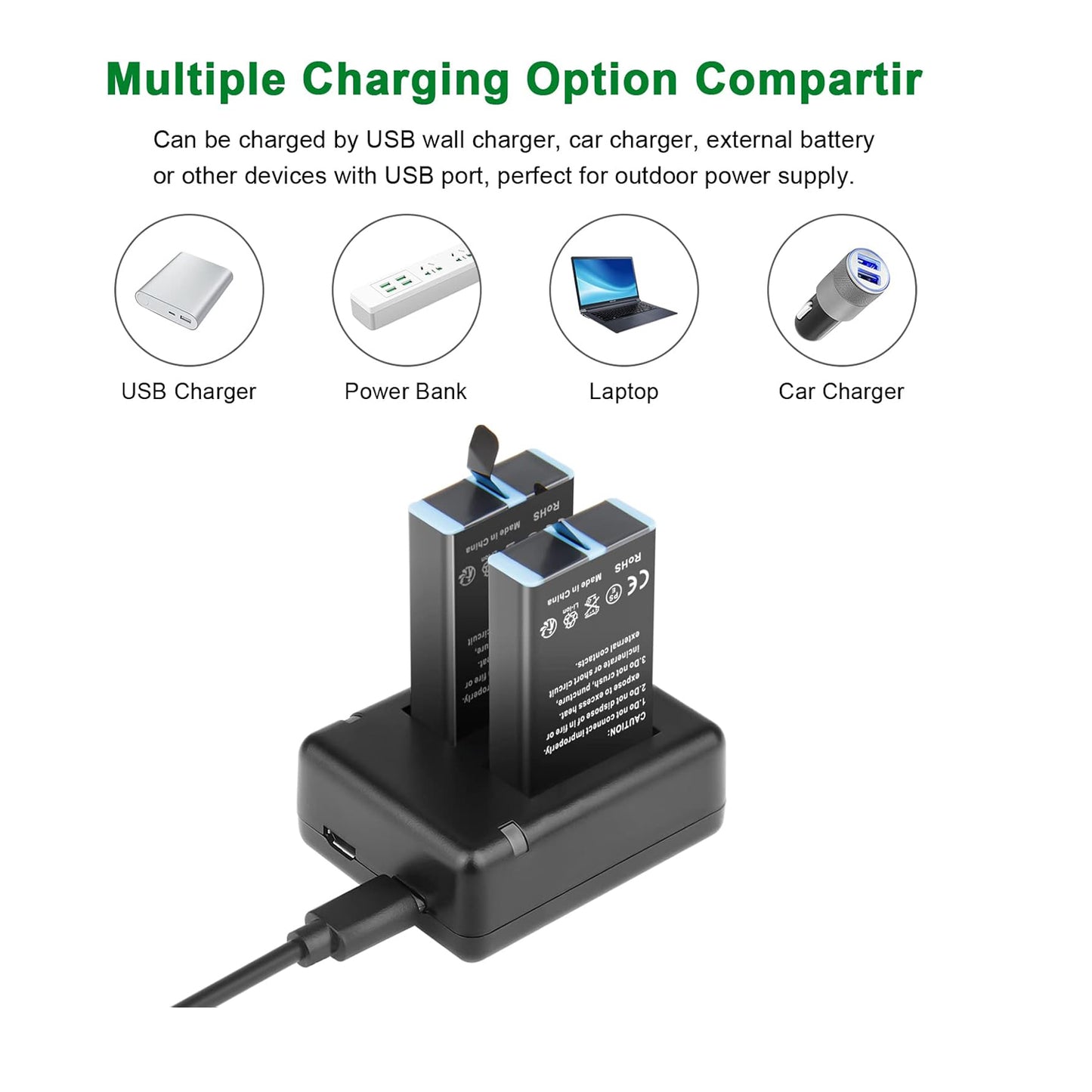 SHENTEC 3.85 V, 2000 mAh Li-Ion para batería GoPro Enduro