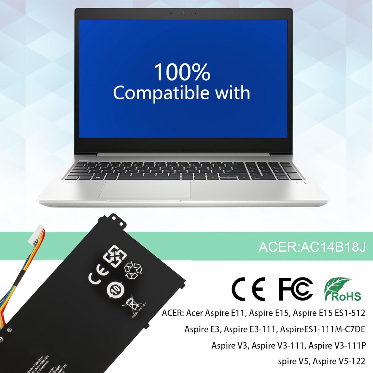 Batería SHENTEC 11.4 V 36Wh para Acer Aspire AC14B18J AC14B8K AC14B3K