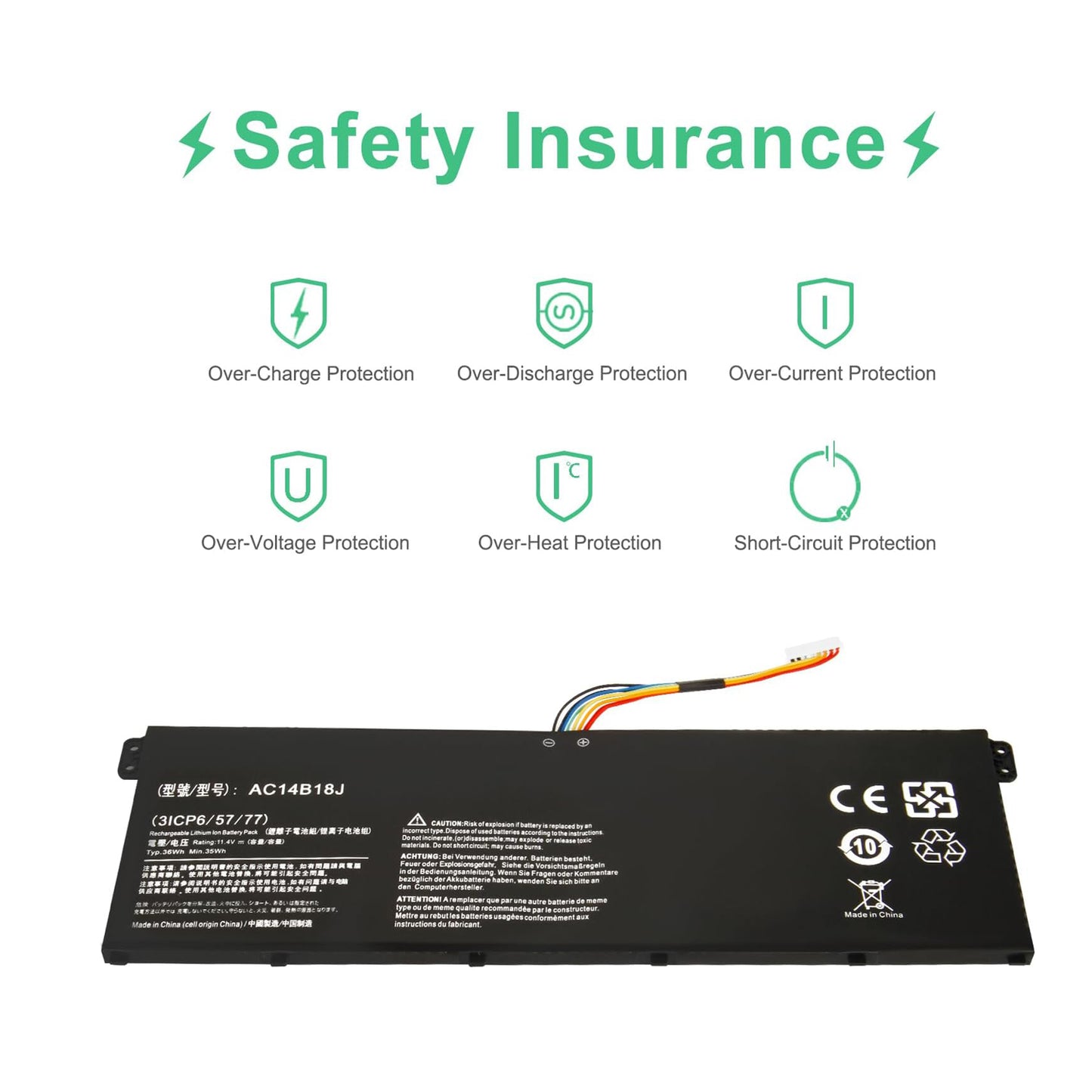 Batería SHENTEC 11.4 V 36Wh para Acer Aspire AC14B18J AC14B8K AC14B3K
