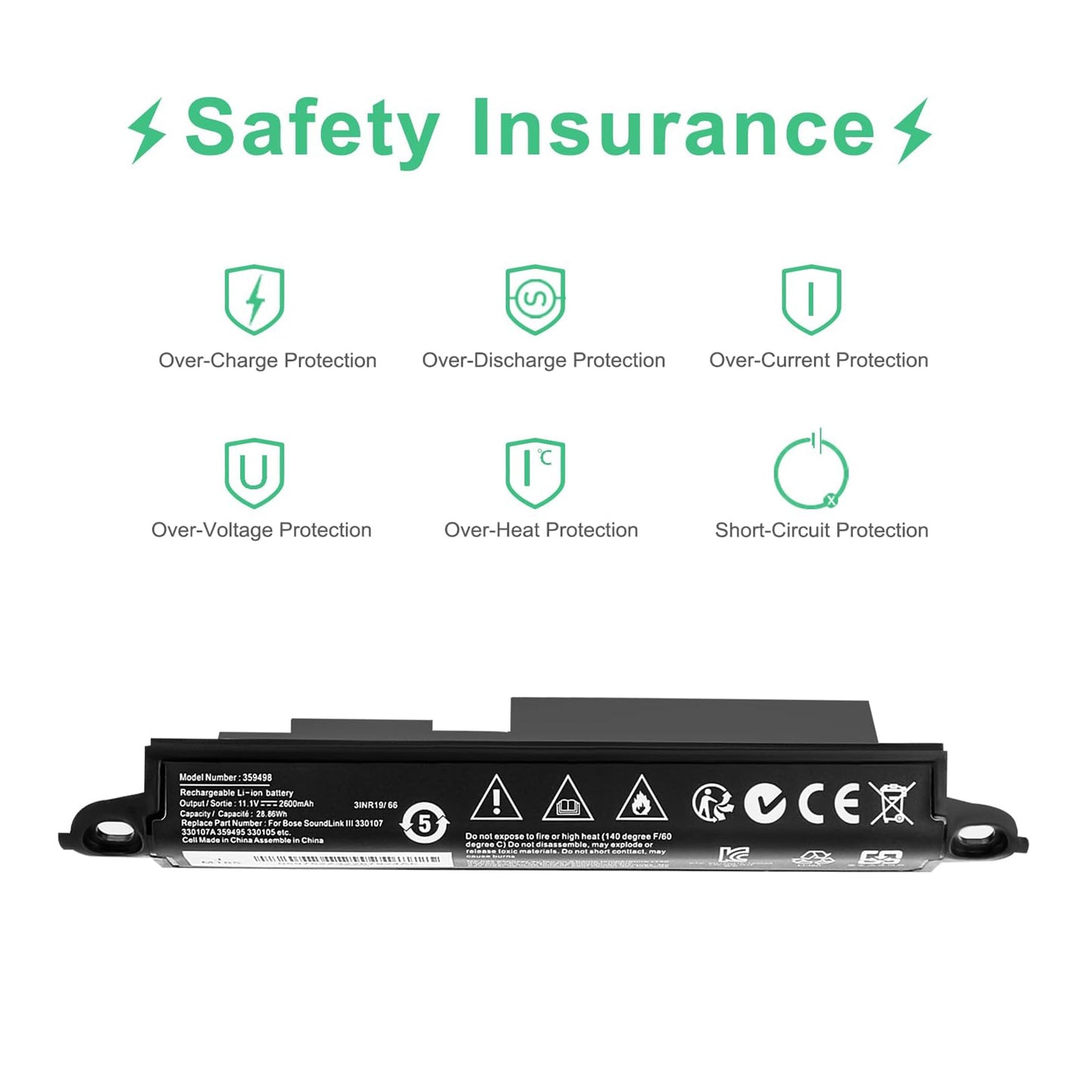 Batería de reemplazo SHENTEC 359495 2600mAh para Bose SoundLink III