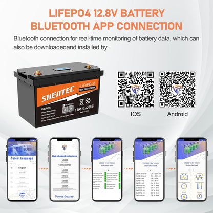 SHENTEC LiFePO4 12V 100Ah Batería recargable de litio