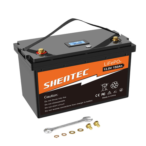 SHENTEC Batería LiFePO4 12V 150Ah litio BMS Autocaravana RV Barco