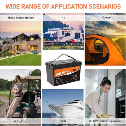 SHENTEC Batería LiFePO4 12V 150Ah litio BMS Autocaravana RV Barco