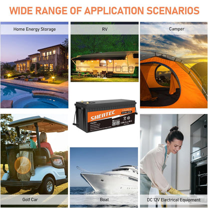 SHENTEC Batería LiFePO4 24V 100Ah con BMS para autocaravana, camping y RV