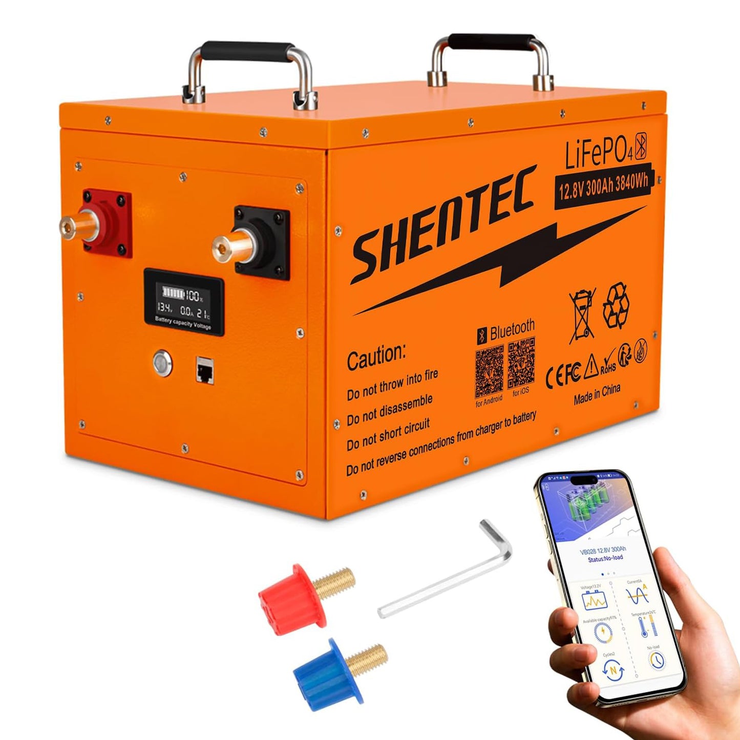 SHENTEC Batería LiFePO4 auto-calentable 12 V 300 Ah con BMS 200 A