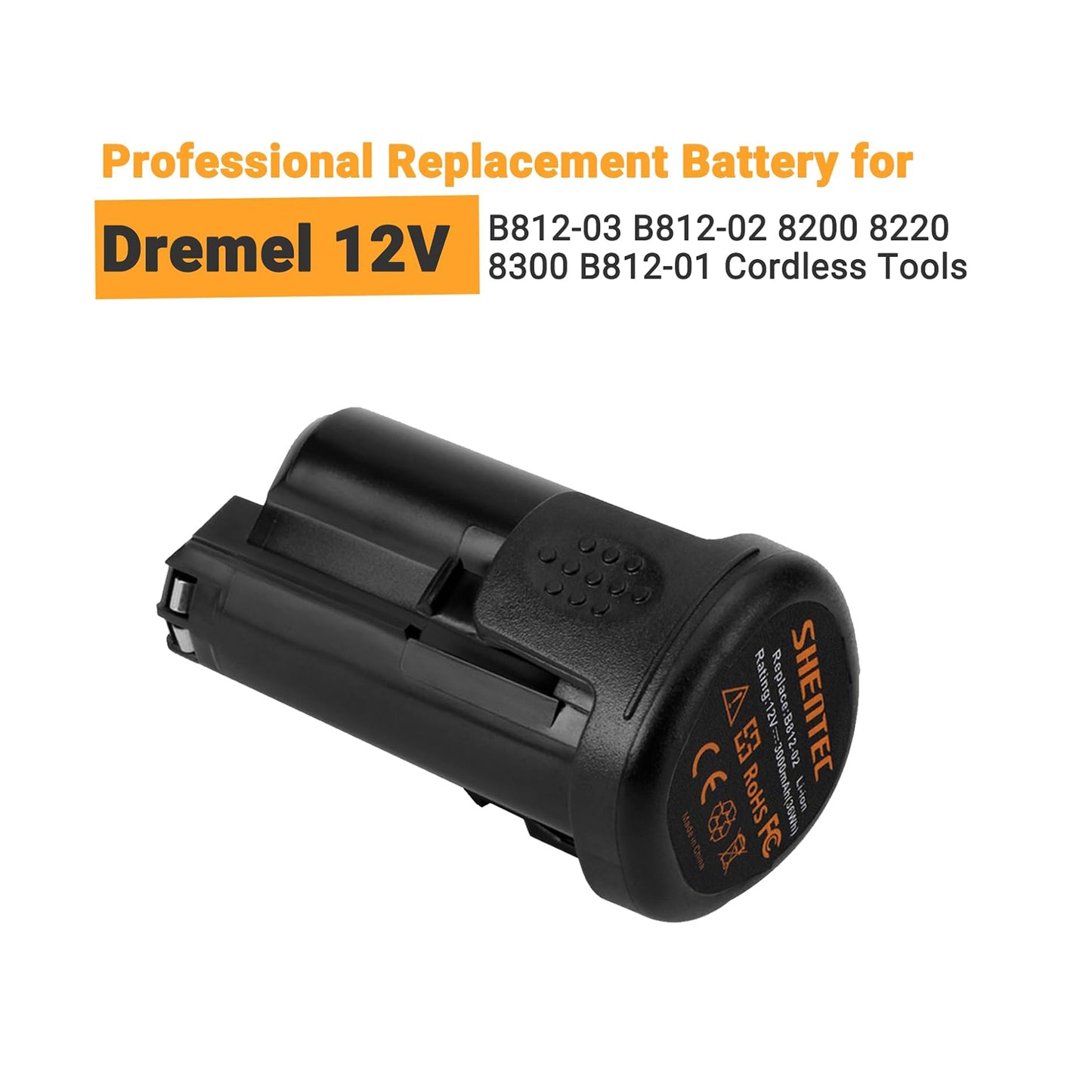 Batería de iones de litio SHENTEC 3000ｍAh 12V compatible con Dremel (Incluye cargador 12V)