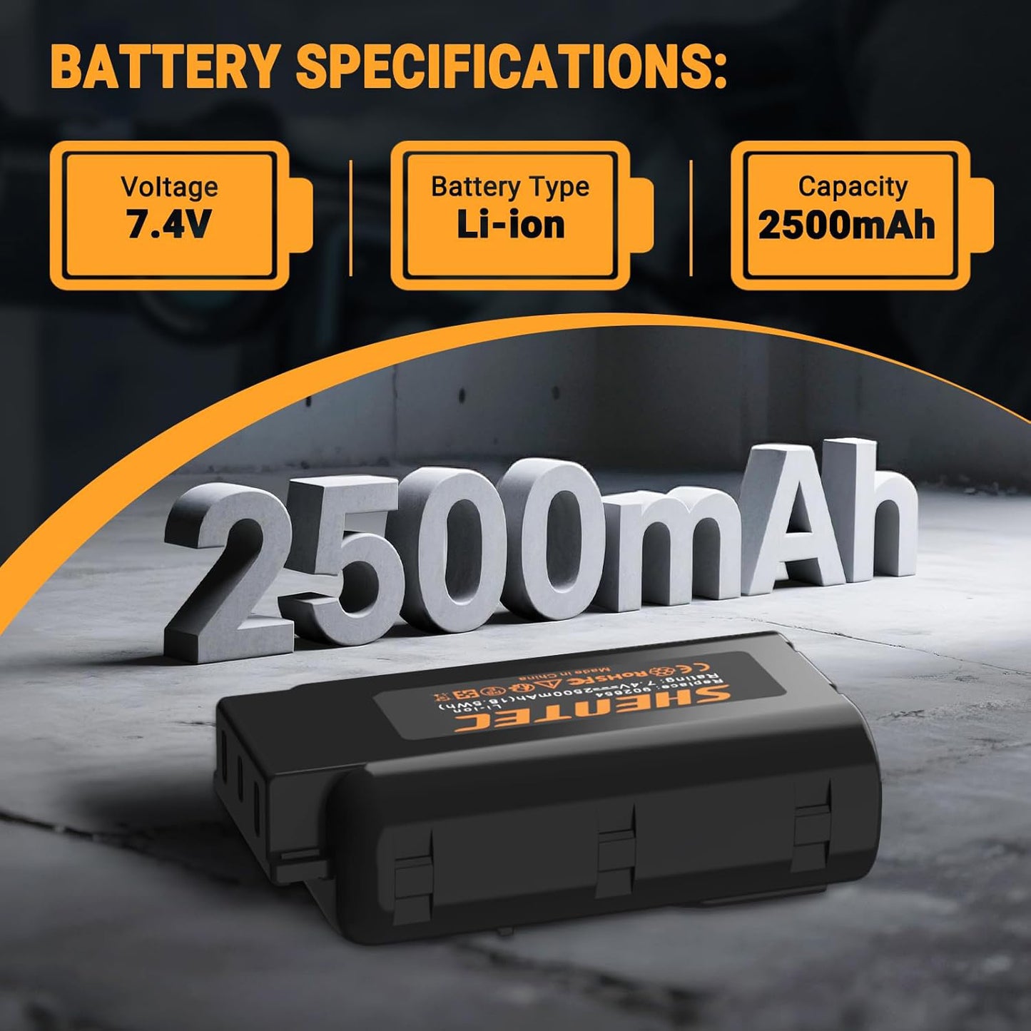 SHENTEC 2 Pack 7.4V 2.5Ah  2500mAh Battery Compatible with Paslode