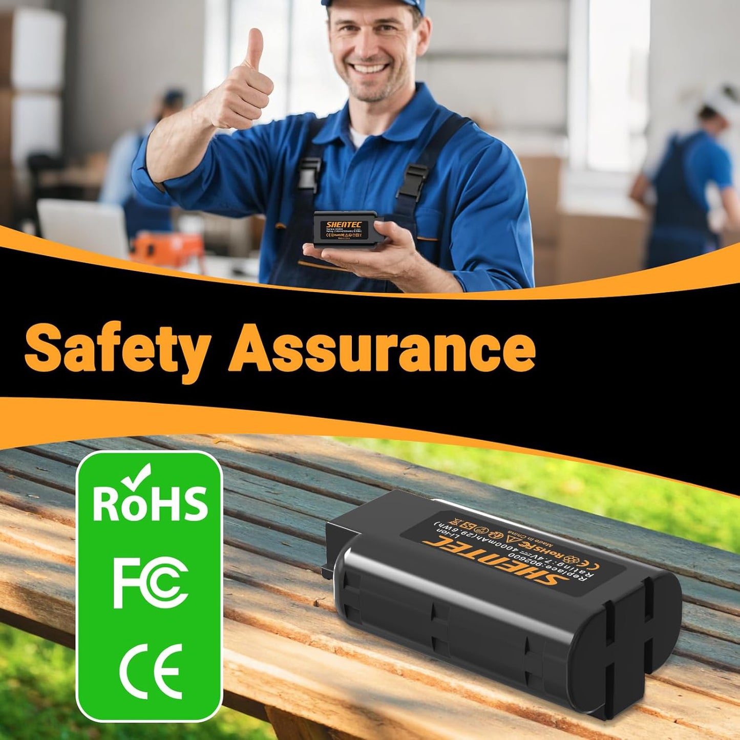 SHENTEC Paquete de 2 baterías 7.4V 4.0Ah compatibles con Paslode