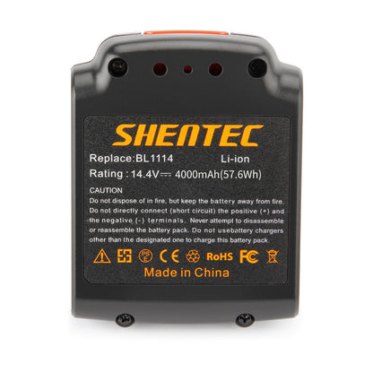 SHENTEC batería Li-ion de 14.4V 4000mAh para Black&Decker BL1114 BL1314 BL1514 LDX116 EPL148