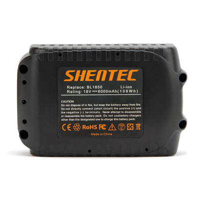 SHENTEC 2X 18V 6Ah Li-ion Replacement Battery For Makita BL1830 BL1840 BL1850 BL1860 194230-4 194205-3