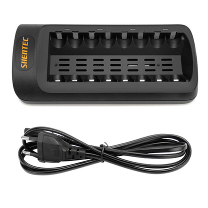 SHENTEC Cargador LED inteligente para 8 baterías recargables AA/AAA Ni-MH/Ni-Cd
