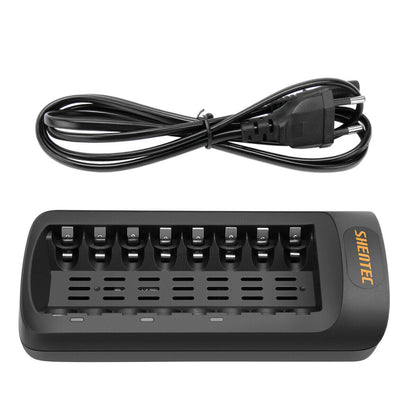 SHENTEC Cargador LED inteligente para 8 baterías recargables AA/AAA Ni-MH/Ni-Cd
