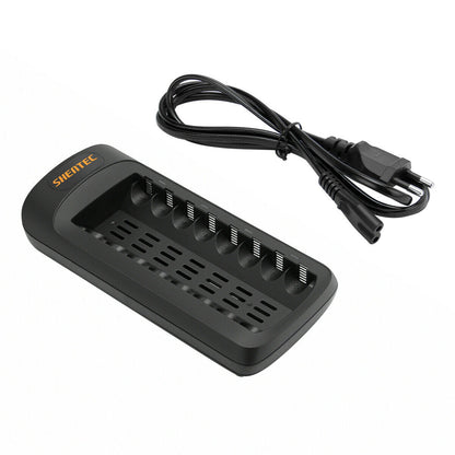 SHENTEC Cargador LED inteligente para 8 baterías recargables AA/AAA Ni-MH/Ni-Cd