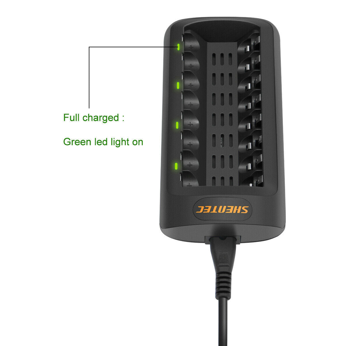 SHENTEC Cargador LED inteligente para 8 baterías recargables AA/AAA Ni-MH/Ni-Cd