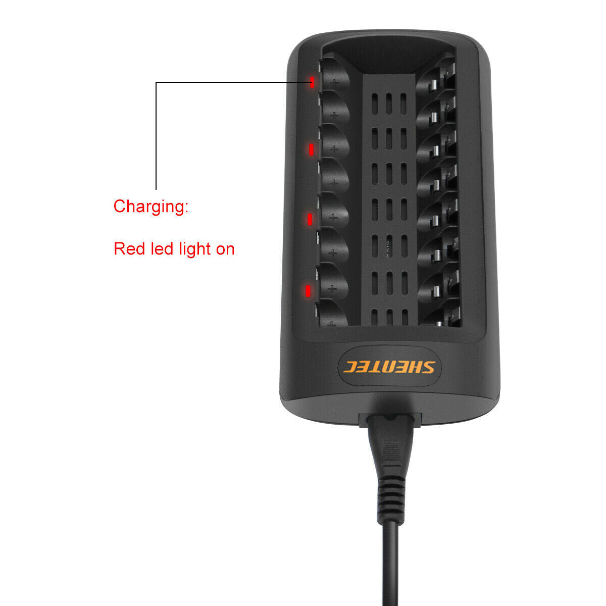 SHENTEC Cargador LED inteligente para 8 baterías recargables AA/AAA Ni-MH/Ni-Cd