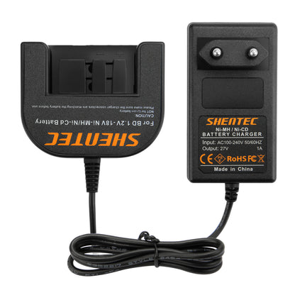 SHENTEC Cargador de baterías Ni-MH 9.6V-18V para Black Decker A12 A1712 FSB12 HPB12 B-8315 FS120B