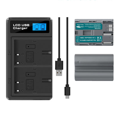 2x Batería BP-511 y Cargador Doble con LCD para Canon EOS 40D 50D BP-511A 300D 20D 30D