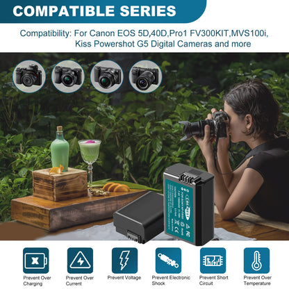 2x Batería BP-511 y Cargador Doble con LCD para Canon EOS 40D 50D BP-511A 300D 20D 30D