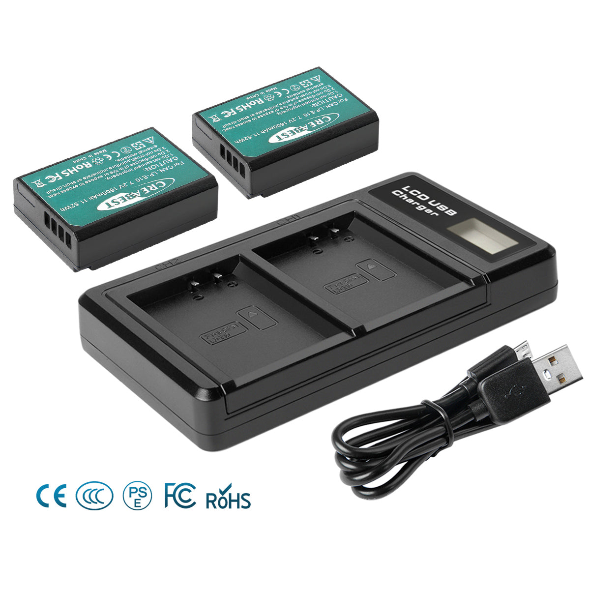 2x Batería LP-E10 Y Cargador Para Canon Rebel T3 T5 Kiss X50 EOS 1200D 1300D 2000D
