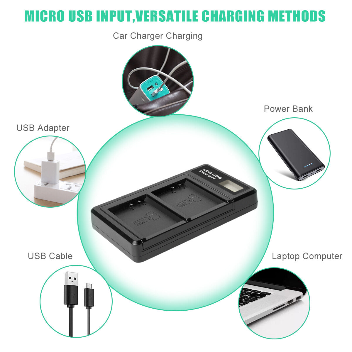 2x Batería LP-E10 Y Cargador Para Canon Rebel T3 T5 Kiss X50 EOS 1200D 1300D 2000D