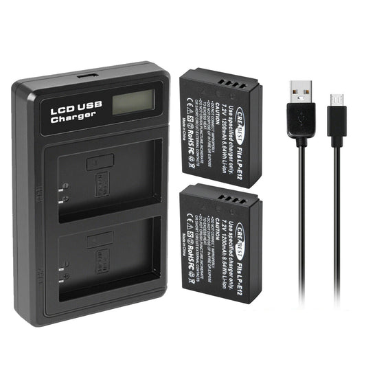 2x Batería LP-E12 + Cargador para Canon EOS M M10 M50 PowerShot SX70