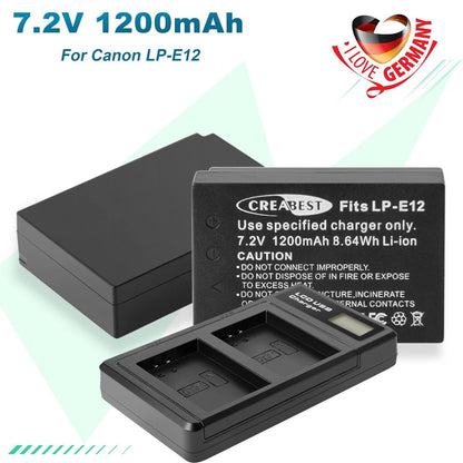 2x Batería LP-E12 + Cargador para Canon EOS M M10 M50 PowerShot SX70