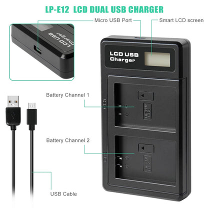 2x Batería LP-E12 + Cargador para Canon EOS M M10 M50 PowerShot SX70