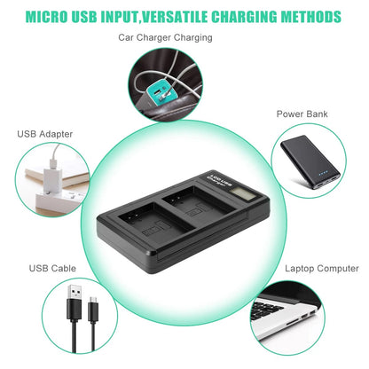 2x Batería LP-E12 + Cargador para Canon EOS M M10 M50 PowerShot SX70