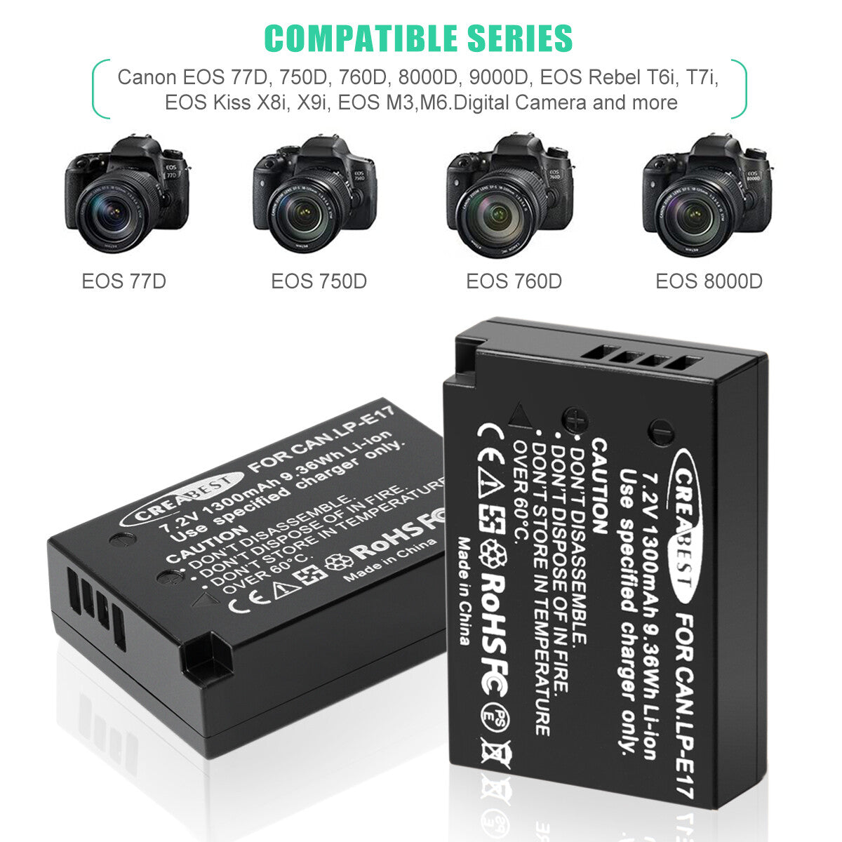 2x LP-E17 Batería+Cargador Para Canon M3 200D 250D 750D 850D 800D X8i X9 77D M6 M5