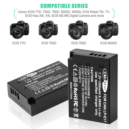 2x LP-E17 Batería+Cargador Para Canon M3 200D 250D 750D 850D 800D X8i X9 77D M6 M5