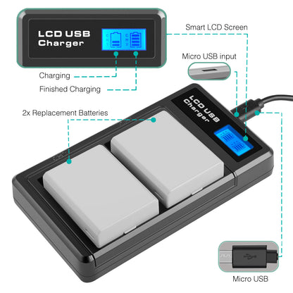 2× Batería LP-E5 1800mAh para Canon EOS 450D 500D 1000D Rebel T1i Xs Kiss X3 X2